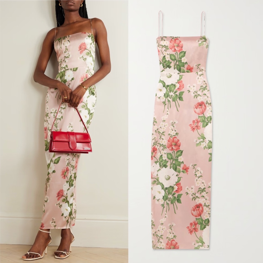 REFORMATION Frankie Silk Dress - Rose Garden